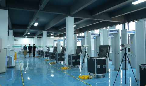 Security equipment testing and commissioning area inside the factory